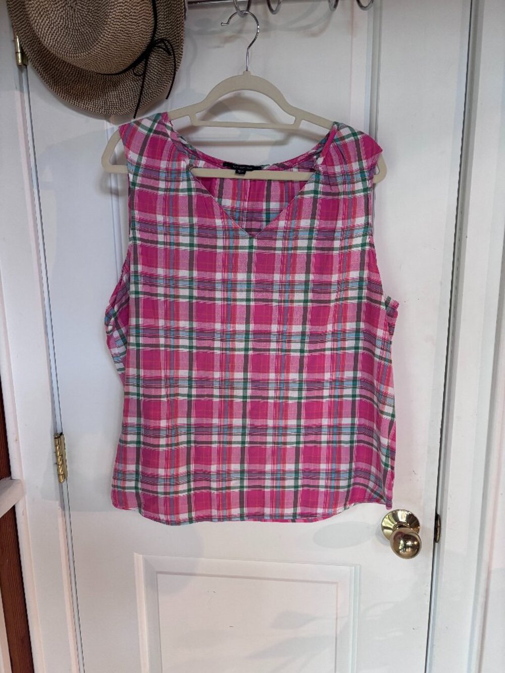 Land's End Plaid Sleeveless top 16W